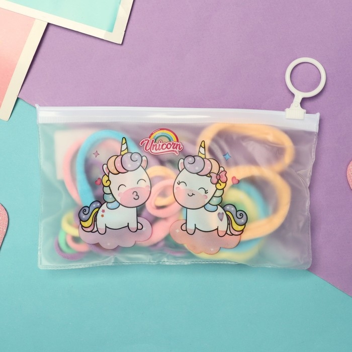 Резинка для волос «Непоседа» (набор 42 шт) единорожек яркость, 4,5 и 2 см, микс