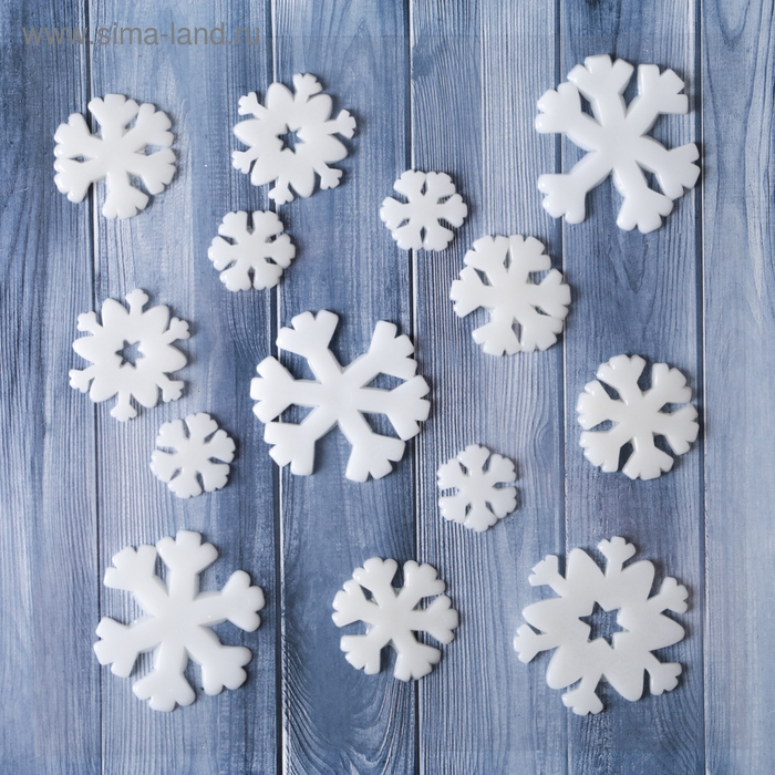 Наклейка на стекло Наклейка на стекло "Белые снежинки" (набор 14 шт) 18,5х18,5 см