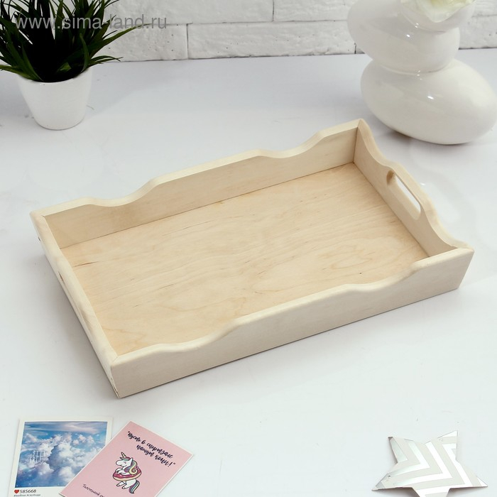 Поднос деревянный фигурный для завтрака со вставкой, МАССИВ, 40х25см Поднос деревянный фигурный для завтрака со вставкой, МАССИВ, 40х25см