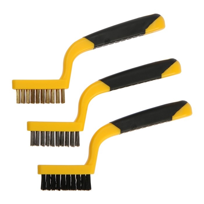 Набор щеток металлических ручных ТУНДРА, двухкомпонентные рукоятки, большие, 3 шт. Набор щеток металлических ручных ТУНДРА, двухкомпонентные рукоятки, большие, 3 шт.
