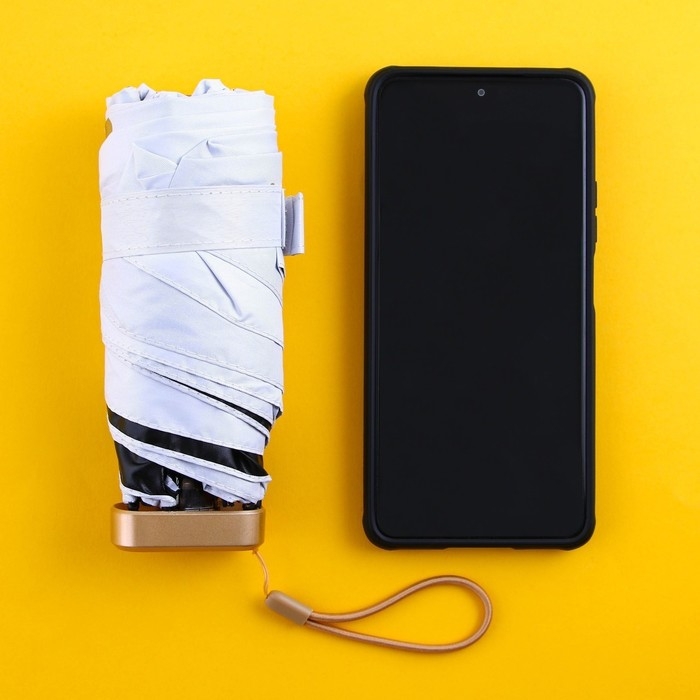 Зонт женский механический, 6 спиц, цвет белый. Зонт женский механический, 6 спиц, цвет белый.