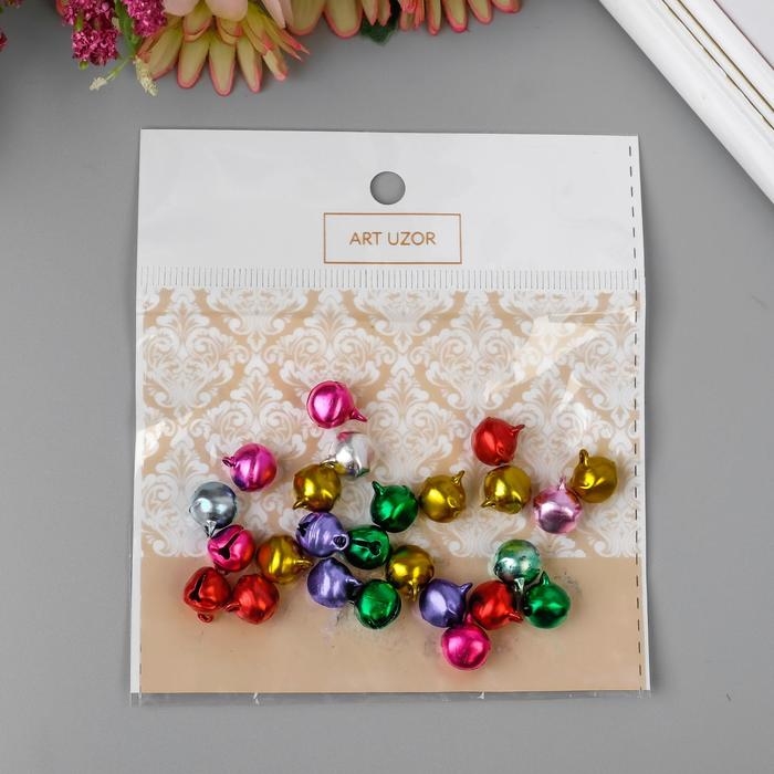 Набор декора для творчества металл Набор декора для творчества металл "Колокольчики цветные" (набор 25 шт), d-1 см, 12х10 см