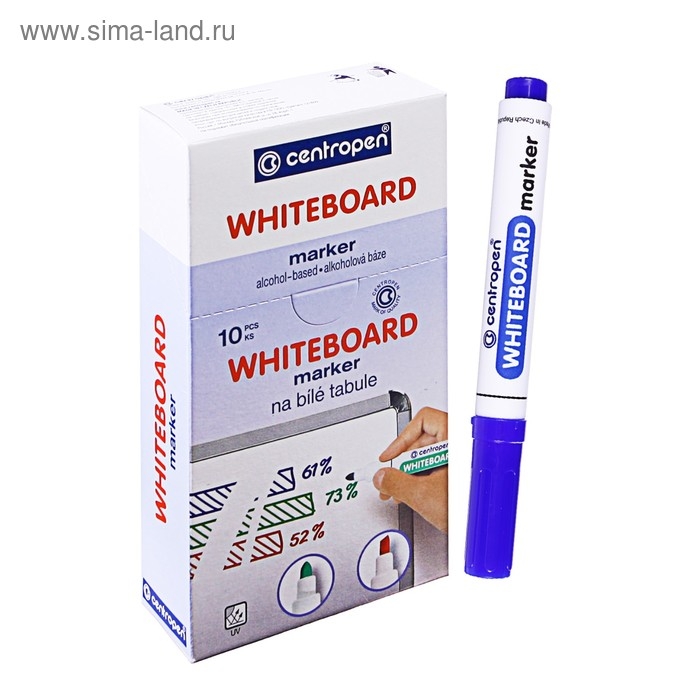 Маркер для доски 5.0 мм Centropen 8559, линия 2,5 мм, цвет синий Маркер для доски 5.0 мм Centropen 8559, линия 2,5 мм, цвет синий