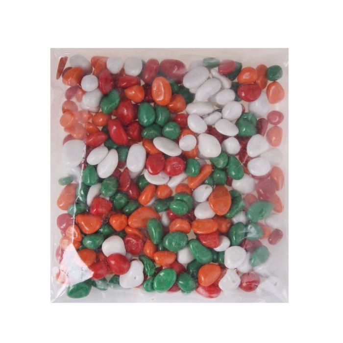 Грунт для аквариума  Грунт для аквариума "Галька цветная, зеленый-рыжий-красный-белый" 800г фр 8-12 мм