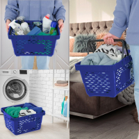 Корзина покупательская пластиковая 28 л, 50×34×26 см, цвет синий