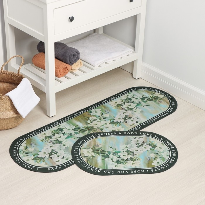 Коврики для дома SAVANNA «Ботаника», 2 шт: 40×120 см, 40×60 см, цвет зелёный Коврики для дома SAVANNA «Ботаника», 2 шт: 40×120 см, 40×60 см, цвет зелёный