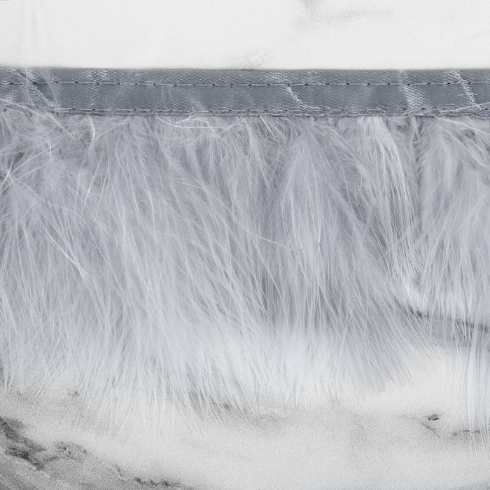 Тесьма с перьями марабу, 8-10 см, 5 ± 0,5 м, цвет серый Тесьма с перьями марабу, 8-10 см, 5 ± 0,5 м, цвет серый