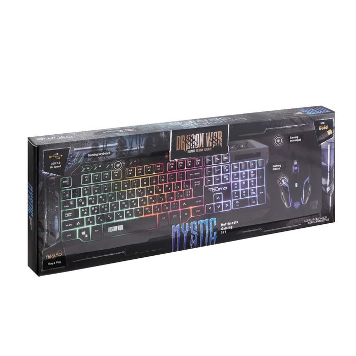 Комплект клавиатура+мышь+ковер Qumo Mystic K58/M76, проводная, мембран, 3200 dpi, USB,чёрный Комплект клавиатура+мышь+ковер Qumo Mystic K58/M76, проводная, мембран, 3200 dpi, USB,чёрный