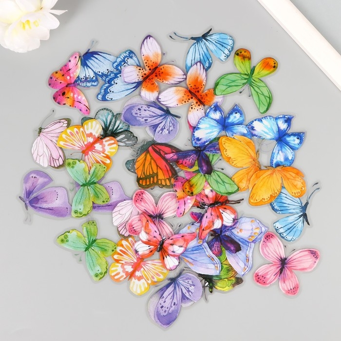 Наклейки PVC Наклейки PVC "Бабочки и акварель" набор 40 шт 8х7 см