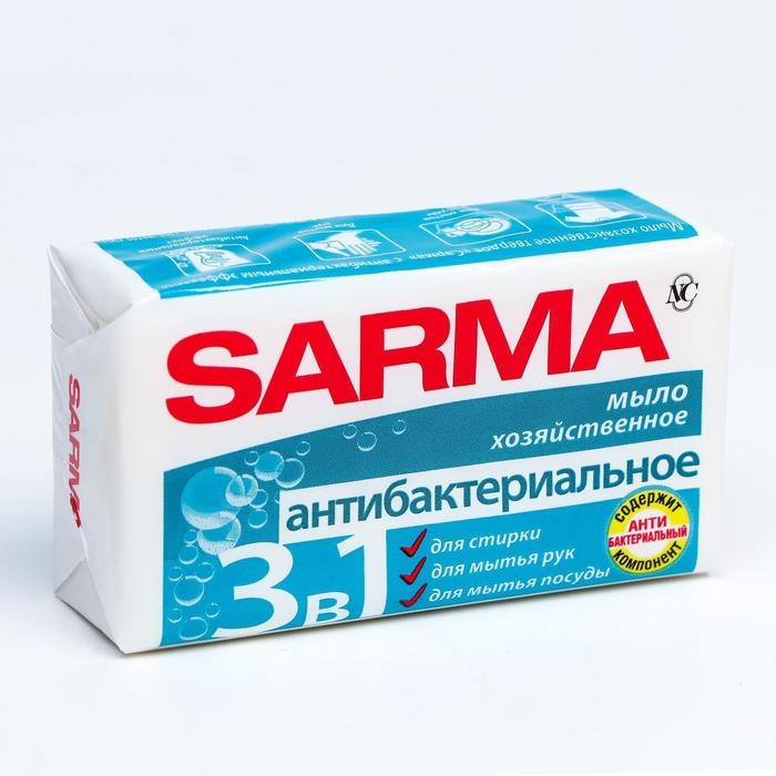 Мыло хозяйственное Sarma 3 в 1 «Антибактериальное», 140 г Мыло хозяйственное Sarma 3 в 1 «Антибактериальное», 140 г