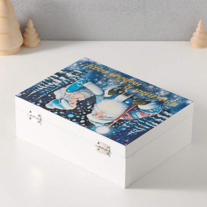 Шкатулка дерево Шкатулка дерево "Дед Мороз и снегурочка" 6,5х20х15 см