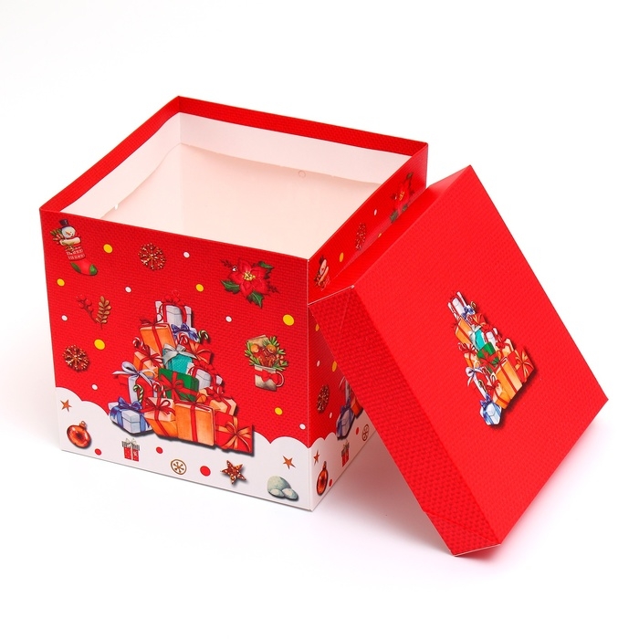 Новый год. Коробка подарочная новогодняя складная Новый год. Коробка подарочная новогодняя складная "Подарки" 15х15х15 см.