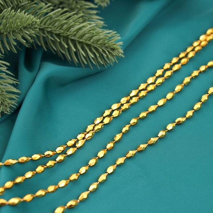 Бусы на ёлку 2 м d-3 мм Бусы на ёлку 2 м d-3 мм "Овалы грани" золото