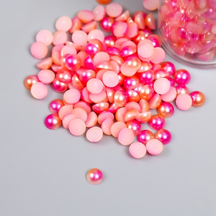 Декор Декор "Полубусины и стразы. Градиент розово-кремовый" d=4 мм 10г 200 шт 5х2,5 см, МИКС