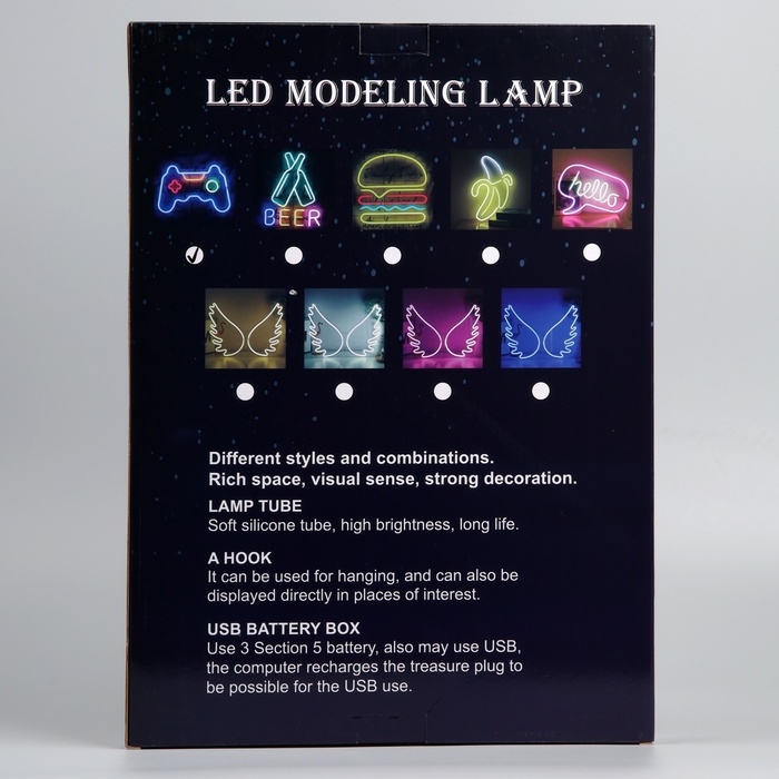 Неоновая вывеска «Геймпад» 40.5 x 28 см, USB, свечение сине-красно-зелено-тепло белое