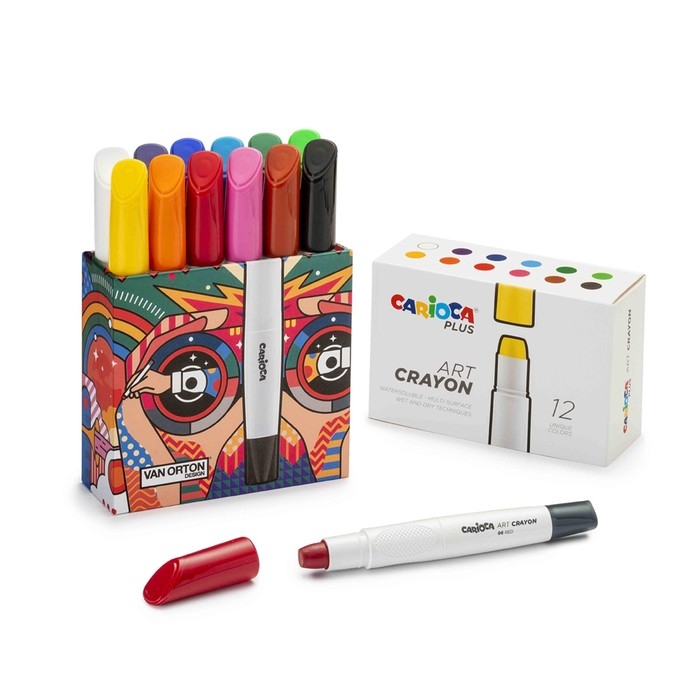 Мелки художественные 12 цветов, Carioca Plus Мелки художественные 12 цветов, Carioca Plus", премиум яркие, мягкие, картон, европодвес