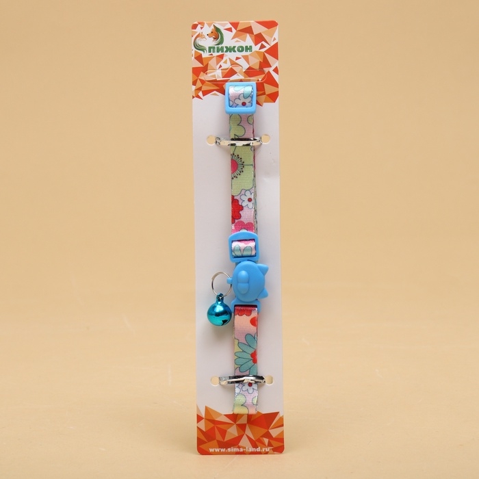 Ошейник кошачий Ошейник кошачий "Цветочек", с бубенчиком, 30 х 1 см, полиэстер