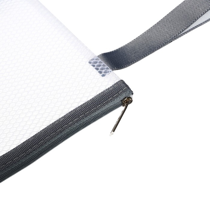 Папка-конверт на молнии формат А5, с ручкой, водоотталкивающая, 350 мкр, серый Папка-конверт на молнии формат А5, с ручкой, водоотталкивающая, 350 мкр, серый