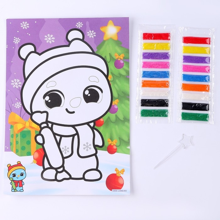 Сияющая фреска на новый год «Веселый снеговик», 21 х 29,7 см, новогодний набор для творчества Сияющая фреска на новый год «Веселый снеговик», 21 х 29,7 см, новогодний набор для творчества