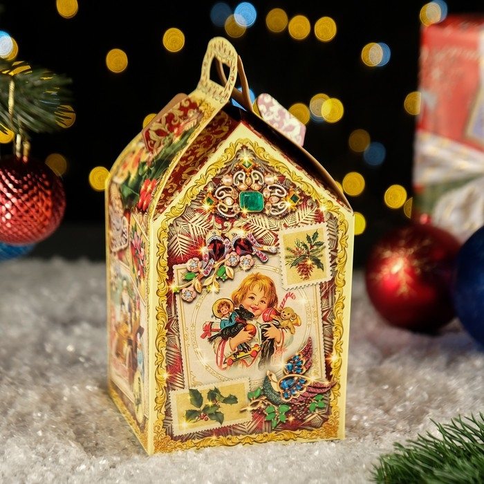 Новый год. Коробка подарочная складная Новый год. Коробка подарочная складная "Столичный" 12 х 12 х 17 см.