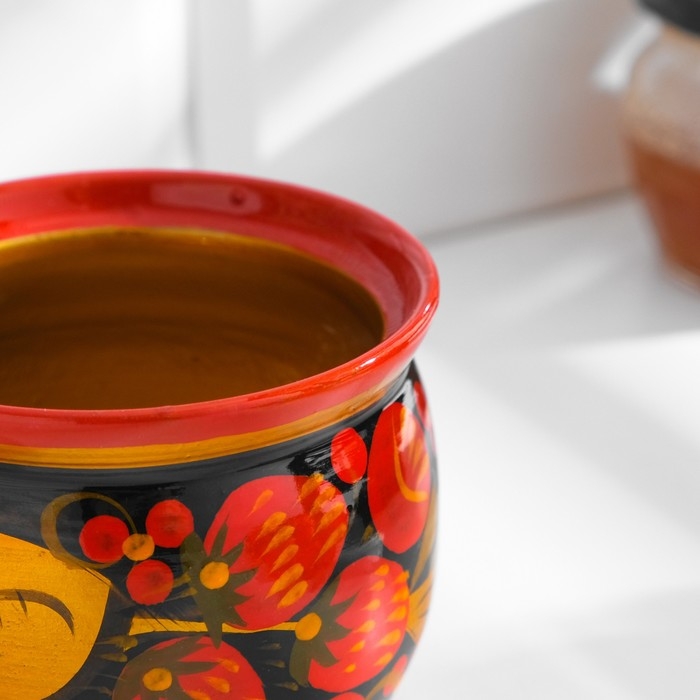 Солонка &laquo;Хохлома&raquo; с крышкой, 8,5 х 5,5 см