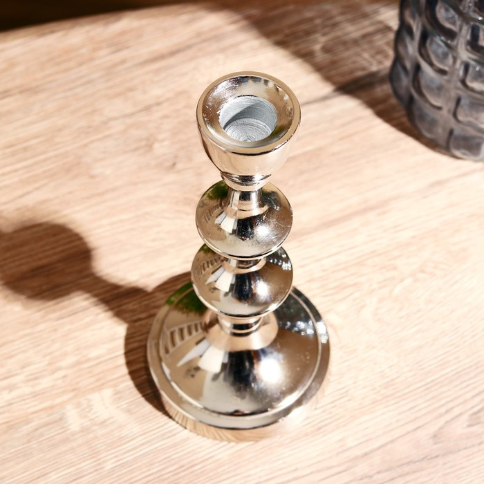 Подсвечник алюминий Подсвечник алюминий "Кольца" на 1 свечу 9х9х19,5 см