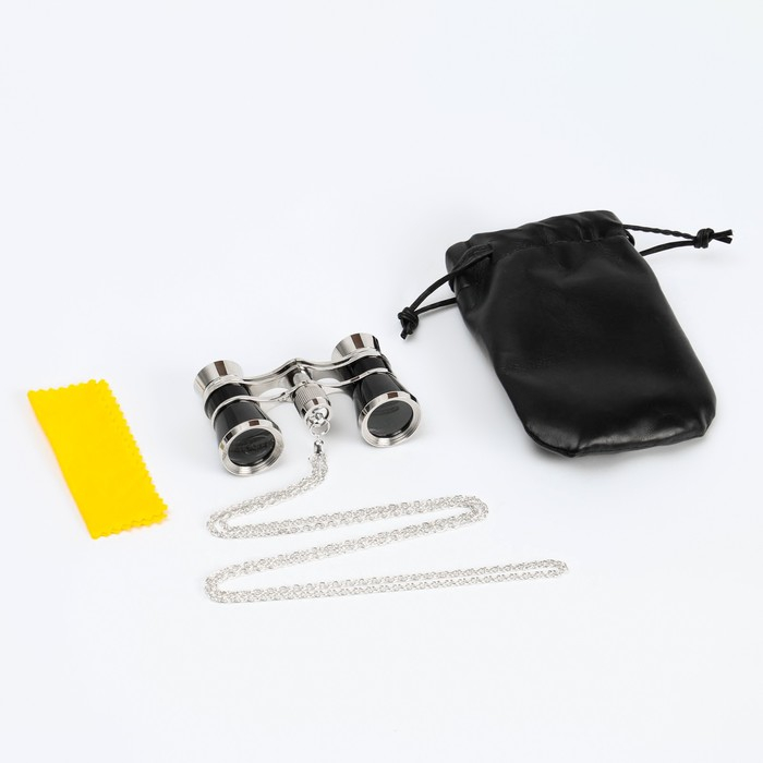 Бинокль театральный 3х25 хромированный, цвет чёрный Бинокль театральный 3х25 хромированный, цвет чёрный