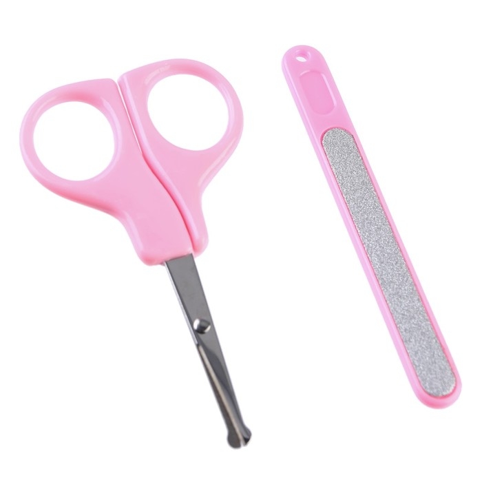 Детский маникюрный набор, 3 предмета: ножницы, пилка, книпсер, от 0 мес., цвет розовый Детский маникюрный набор, 3 предмета: ножницы, пилка, книпсер, от 0 мес., цвет розовый