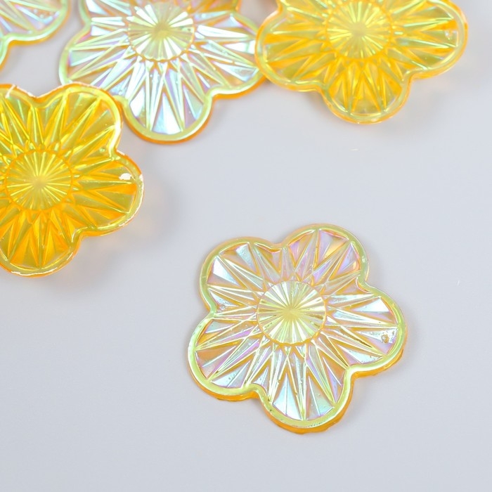 Декор для творчества пластик Декор для творчества пластик "Цветок" голография оранж набор 6 шт 3,5х3,5 см