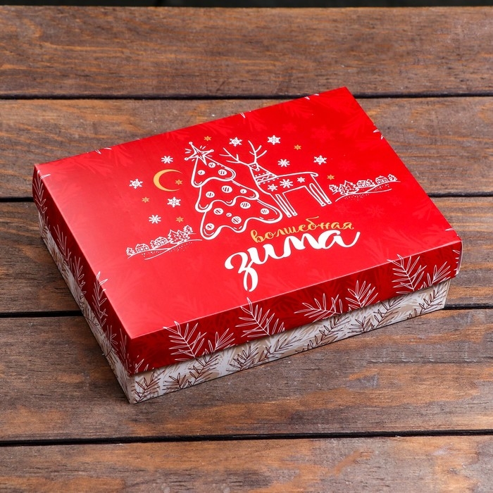 Подарочная коробка сборная Подарочная коробка сборная "Снежинки", 21 х 15 х 5,7 см