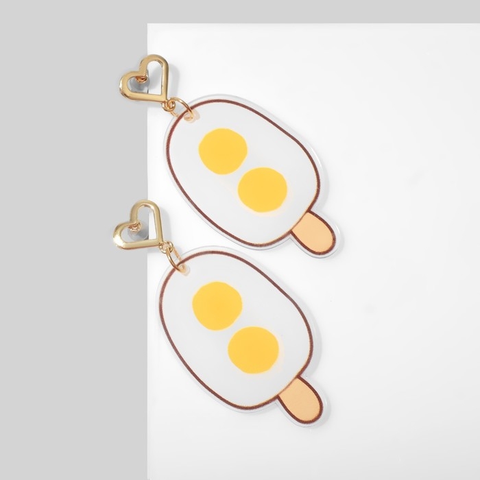 Серьги пластик «Яичница», цветные в золоте Серьги пластик «Яичница», цветные в золоте