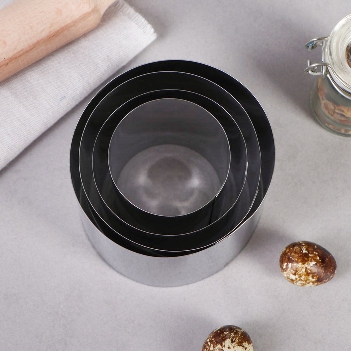 Набор форм для выпечки и выкладки «Круг», d-10, h-8,5 см, 4 шт Набор форм для выпечки и выкладки «Круг», d-10, h-8,5 см, 4 шт