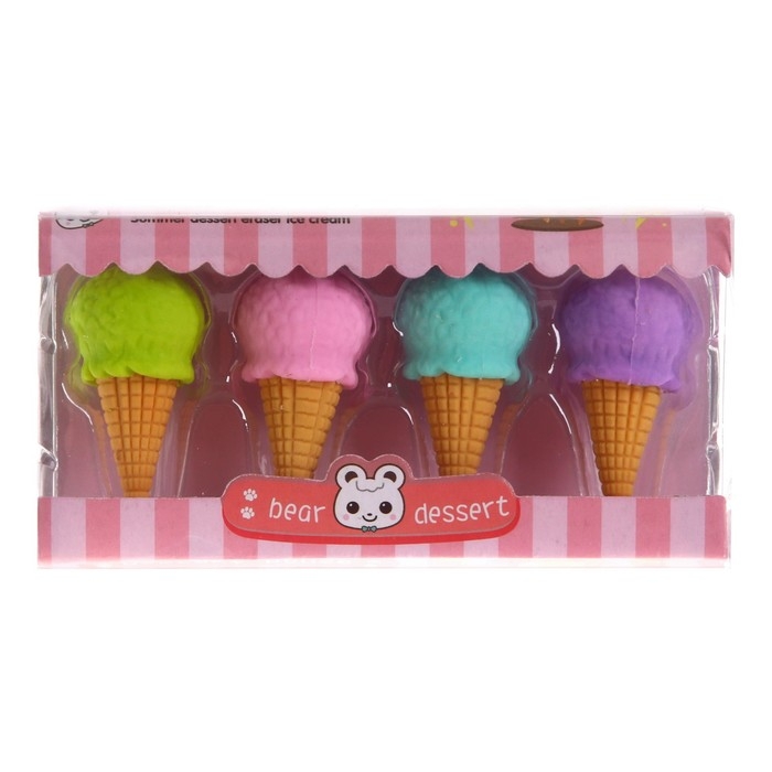 Набор фигурных ластиков &laquo;Вкусняшки&raquo;, 4 штуки, МИКС