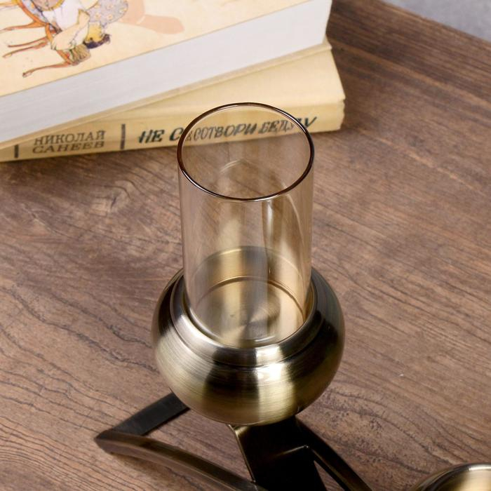 Подсвечник металл 3 свечи Подсвечник металл 3 свечи "Элегантность" под латунь 15х42,5х8 см