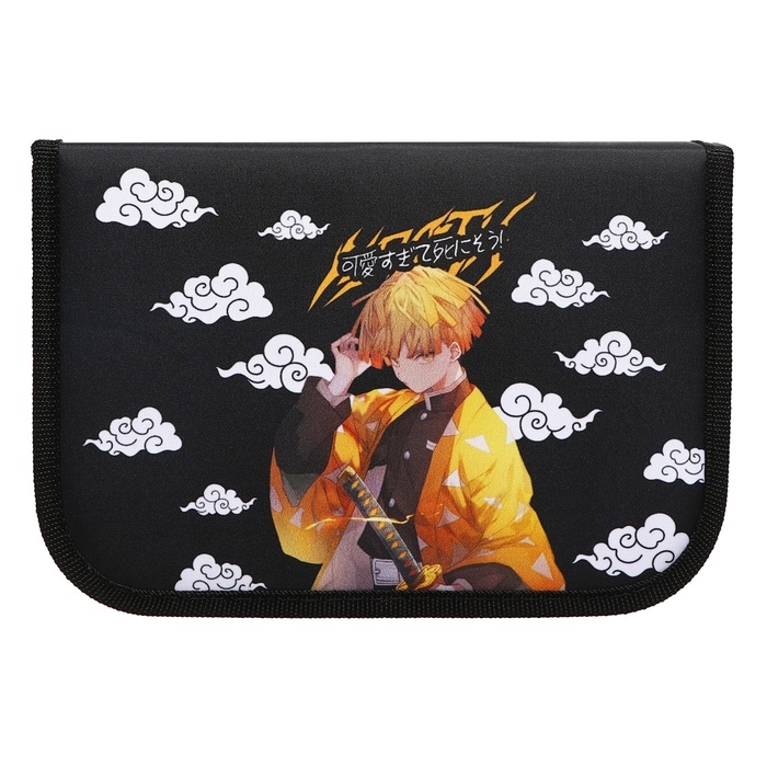 Пенал 3 секции, вкладка внутри, 140 х 210 х 40 мм, тканевый, Calligrata TOP Block Пенал 3 секции, вкладка внутри, 140 х 210 х 40 мм, тканевый, Calligrata TOP Block "Аниме клинок"