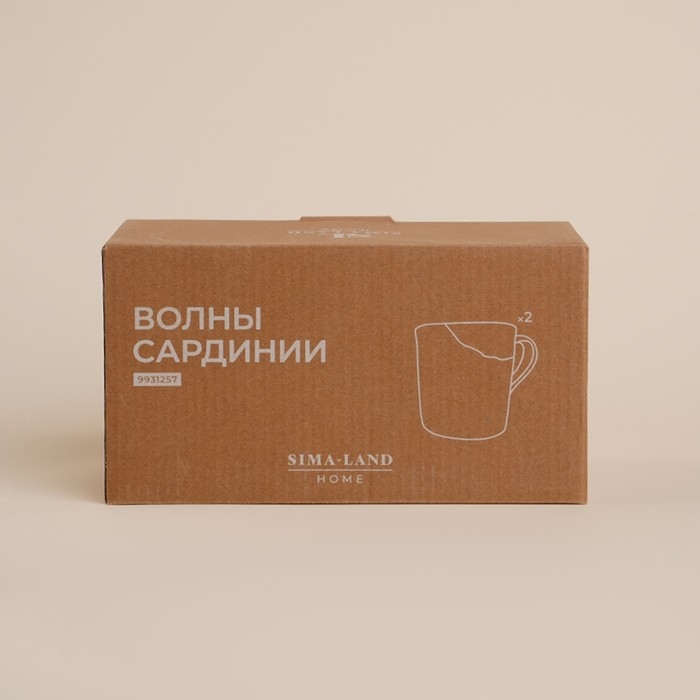 Набор кружек фарфоровых SL Home «Волны Сардинии», 400 мл, цвет бежевый Набор кружек фарфоровых SL Home «Волны Сардинии», 400 мл, цвет бежевый