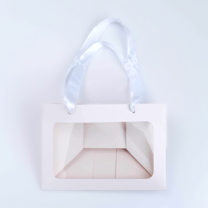 Пакет подарочный с широким дном и окном 20 × 14 × 13,2 см, белый Пакет подарочный с широким дном и окном 20 × 14 × 13,2 см, белый