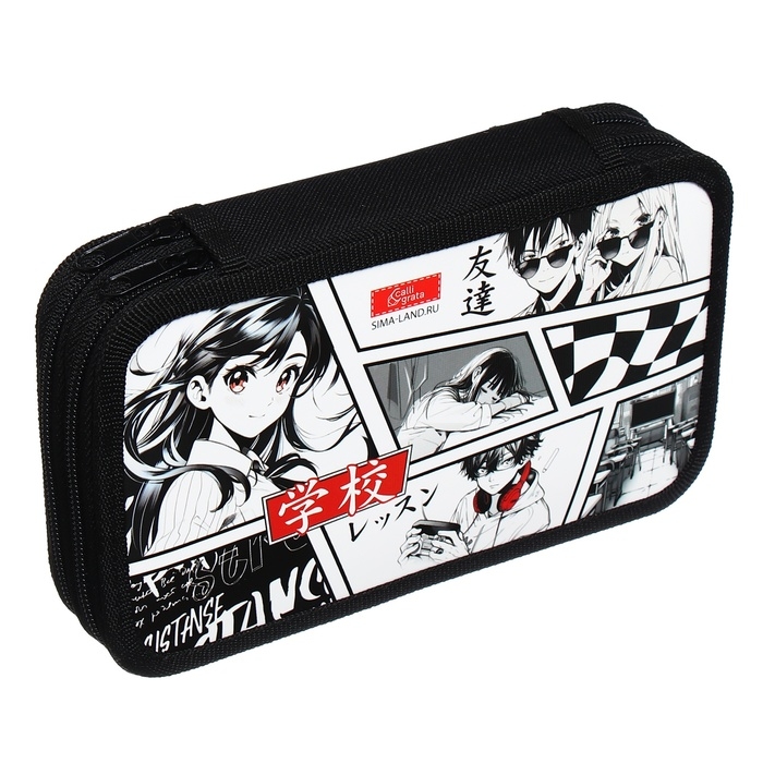 Пенал 2 секции, 125 х 205 х 40 мм, Calligrata 30П26/2  Пенал 2 секции, 125 х 205 х 40 мм, Calligrata 30П26/2 "Аниме", ламинированный картон