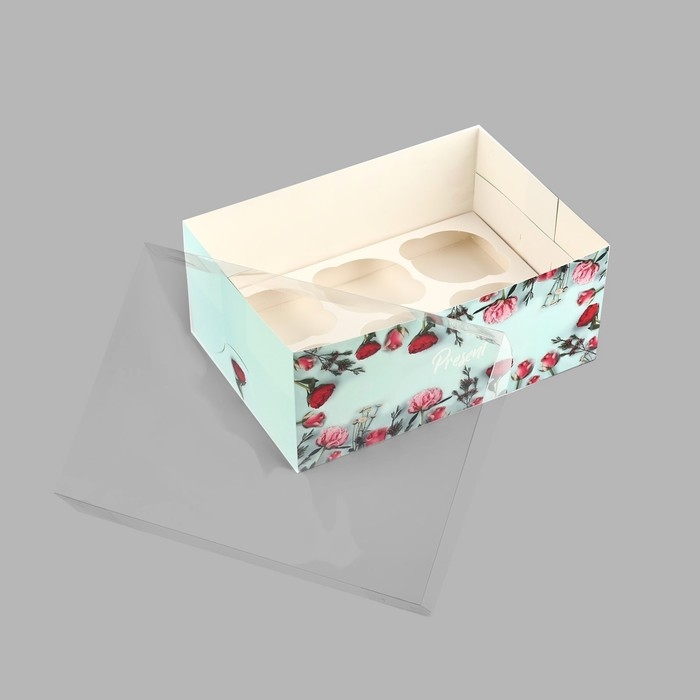 Коробка для капкейков, кондитерская упаковка, 6 ячеек Present, 23 х 16 х 10 см Коробка для капкейков, кондитерская упаковка, 6 ячеек Present, 23 х 16 х 10 см