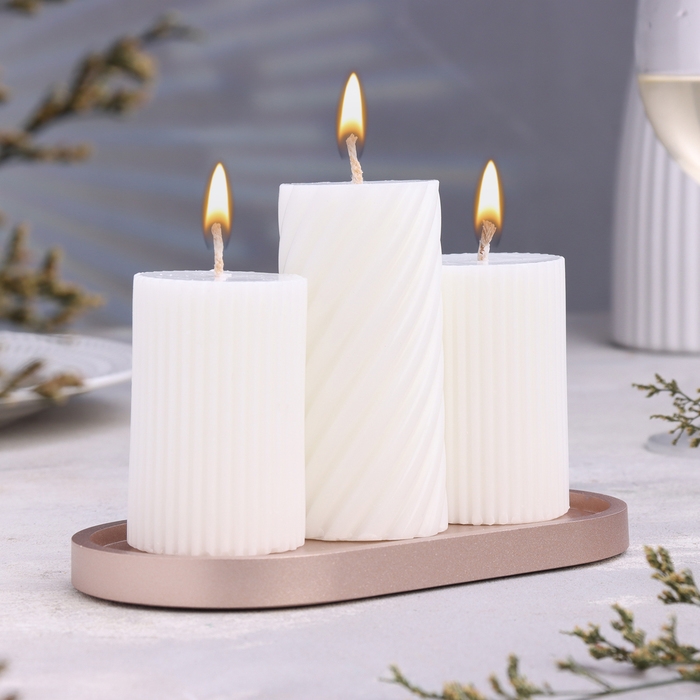 Подсвечник овальный из гипса,17,5х9х1,5см,шампань Подсвечник овальный из гипса,17,5х9х1,5см,шампань