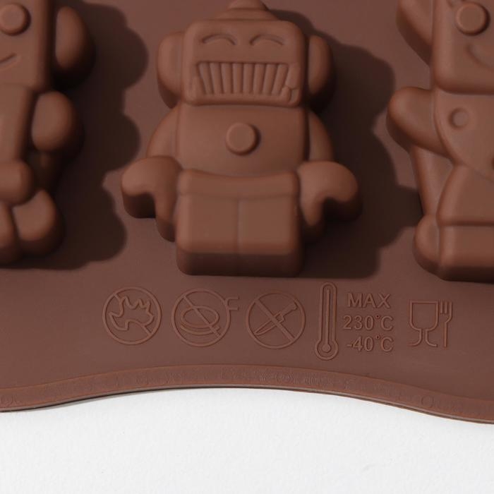 Форма для шоколада Доляна «Роботы», силикон, 21×11×1,5 см, 12 ячеек Форма для шоколада Доляна «Роботы», силикон, 21×11×1,5 см, 12 ячеек