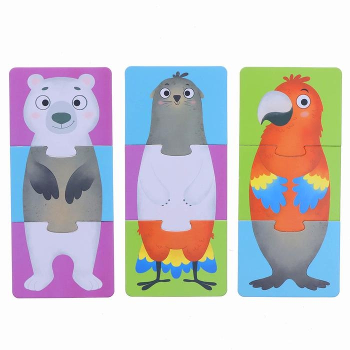 Пазлы 3 в 1 «Собирай и меняй: Животные», 9 пазлов, 27 деталей Пазлы 3 в 1 «Собирай и меняй: Животные», 9 пазлов, 27 деталей