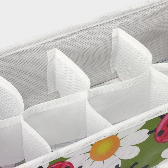 Органайзер для хранения белья Доляна «Божьи коровки», 8 ячеек, 28×14×10 см, цвет зелёный Органайзер для хранения белья Доляна «Божьи коровки», 8 ячеек, 28×14×10 см, цвет зелёный