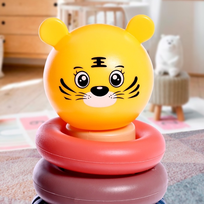 Пирамидка «Зверята», 7 колец, МИКС Пирамидка «Зверята», 7 колец, МИКС