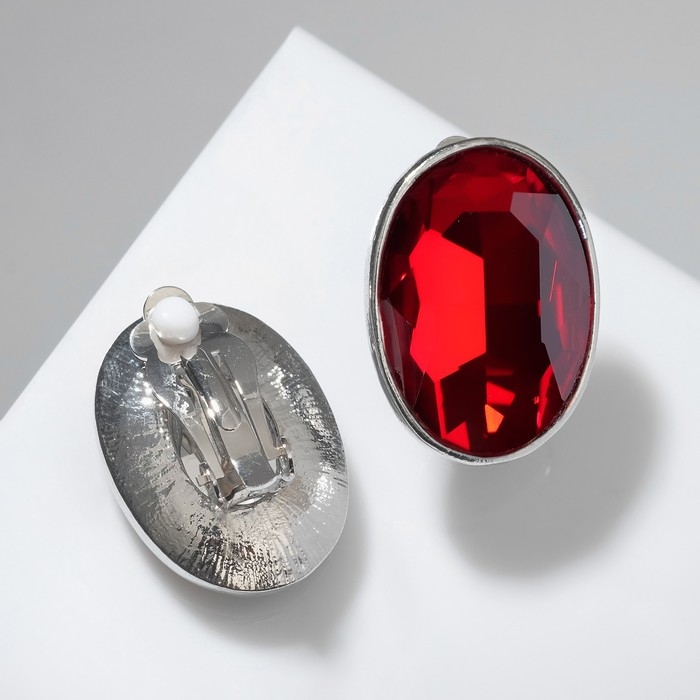 Клипсы «Вечеринка» овалы, цвет красный в серебре Клипсы «Вечеринка» овалы, цвет красный в серебре