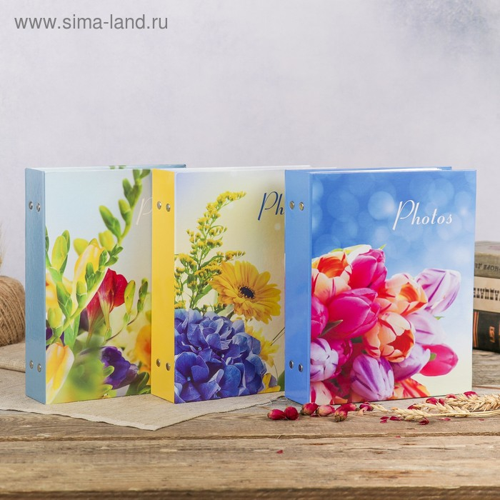 Фотоальбом на 200 фото 10х15 см Фотоальбом на 200 фото 10х15 см "Цветочная коллекция-4" МИКС