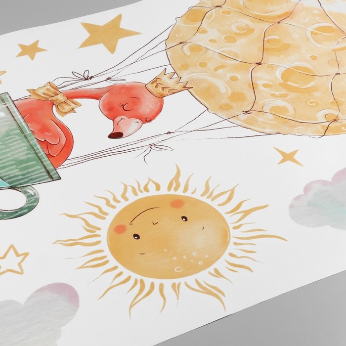 Наклейка пластик интерьерная цветная Наклейка пластик интерьерная цветная "Фламинго в облаках" 40х60 см