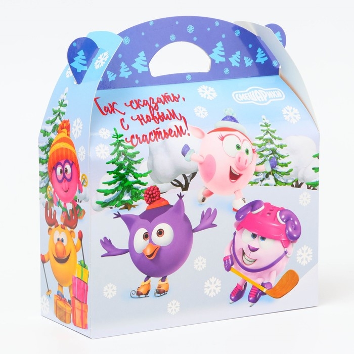 Новый год. Подарочная коробка Новогодняя Баул Новый год. Подарочная коробка Новогодняя Баул "Смешарики" лицензия 22 х 9 х 22 см (+5,6 см).