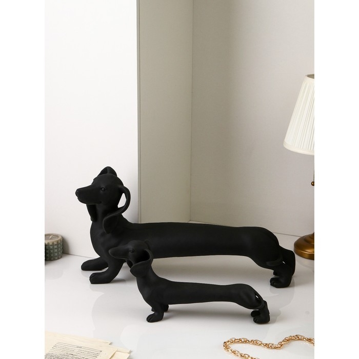 Набор фигур «Такса», полистоун, 35 см, цвет черный матовый Набор фигур «Такса», полистоун, 35 см, цвет черный матовый