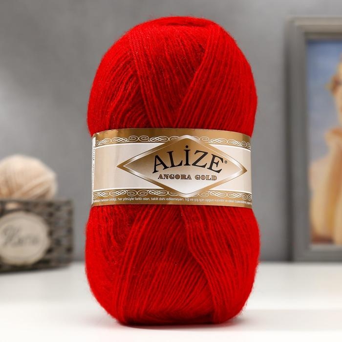 Пряжа Пряжа "Angora Gold" 20%шерсть, 80%акрил 550м/100гр (106 красный)